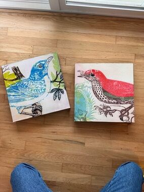 Target Blue and Red Bird Canvas Pair